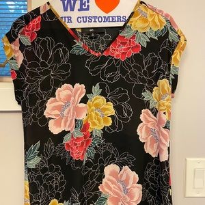 Alice Blue Atari V Neck Blouse Wes/ cap sleeves